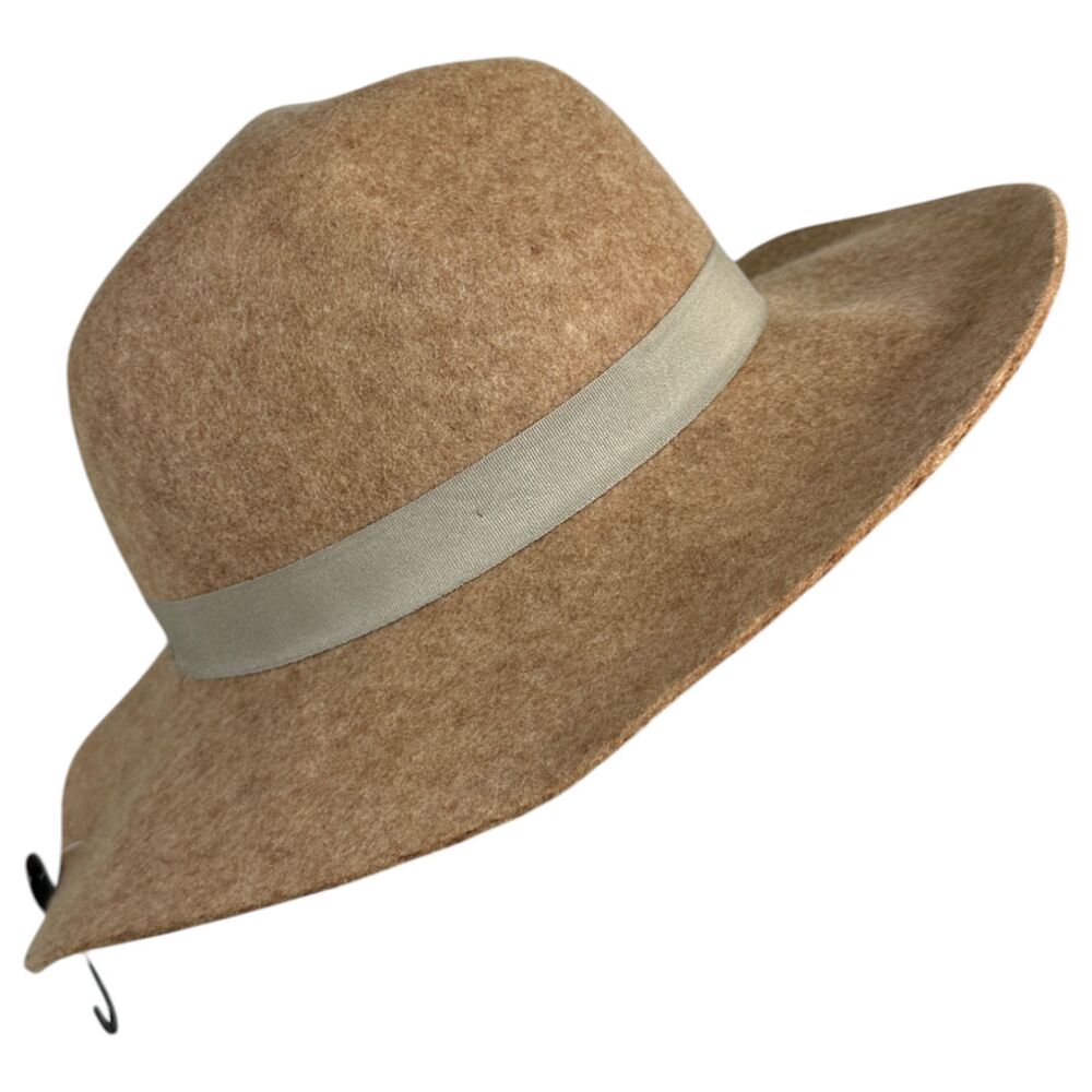 Banana Republic Felt Fedora Taupe Heather Wide Brim Sun Hat S/M NEW with Tags - Picture 4 of 8